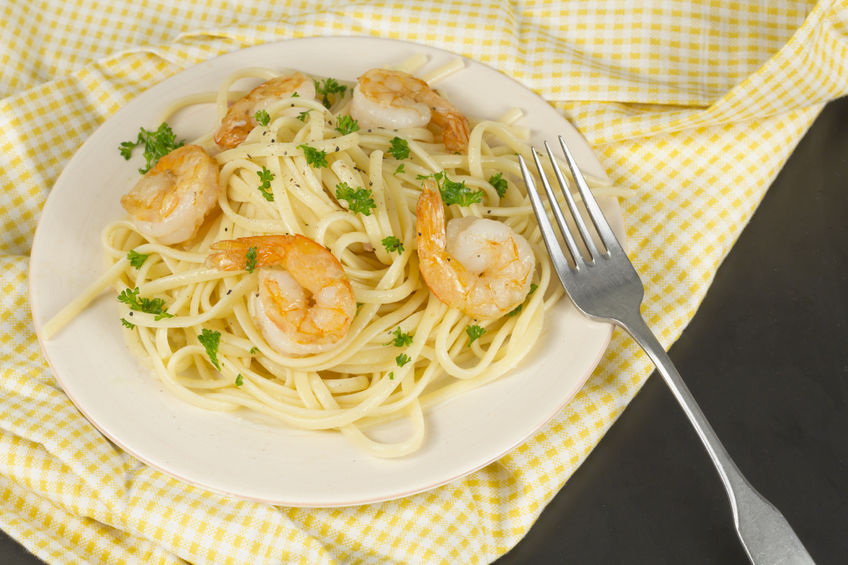 Creveti scampi cu spaghete